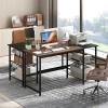 imageGiantex 59 Inch Computer Desk with Charging Station Home Office Desk with Storage Shelves amp Hook Modern Laptop PC Table Workstation Study Writing Desk for Bedroom Rustic BrownRustic Brown