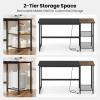 imageGiantex 59 Inch Computer Desk with Charging Station Home Office Desk with Storage Shelves amp Hook Modern Laptop PC Table Workstation Study Writing Desk for Bedroom Rustic BrownBlack