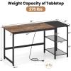 imageGiantex 59 Inch Computer Desk with Charging Station Home Office Desk with Storage Shelves amp Hook Modern Laptop PC Table Workstation Study Writing Desk for Bedroom Rustic BrownRustic Brown