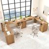 imageGiantex 66 LShaped Desk with Storage Drawers amp Charging Station Spacious Corner Computer Desk with Keyboard Tray Adjustable Shelf Cabinet Huge Workspace Home Office Study Writing Desk NaturalNatural