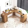imageGiantex 66 LShaped Desk with Storage Drawers amp Charging Station Spacious Corner Computer Desk with Keyboard Tray Adjustable Shelf Cabinet Huge Workspace Home Office Study Writing Desk NaturalNatural