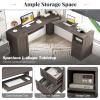 imageGiantex 66 LShaped Desk with Storage Drawers amp Charging Station Spacious Corner Computer Desk with Keyboard Tray Adjustable Shelf Cabinet Huge Workspace Home Office Study Writing Desk NaturalGrey Oak