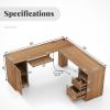 imageGiantex 66 LShaped Desk with Storage Drawers amp Charging Station Spacious Corner Computer Desk with Keyboard Tray Adjustable Shelf Cabinet Huge Workspace Home Office Study Writing Desk NaturalNatural