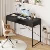 imageGiantex Computer Desk with 2 Drawers 44 Inch Home Office Desk with AntiToppling Device amp Metal Frame Compact Laptop PC Table Vanity Table Modern Study Writing Desk for Small Spaces Grey OakBlack