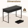 imageGiantex Computer Desk with 2 Drawers 44 Inch Home Office Desk with AntiToppling Device amp Metal Frame Compact Laptop PC Table Vanity Table Modern Study Writing Desk for Small Spaces Grey OakBlack