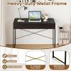 imageGiantex Computer Desk with 2 Drawers 44 Inch Home Office Desk with AntiToppling Device amp Metal Frame Compact Laptop PC Table Vanity Table Modern Study Writing Desk for Small Spaces Grey OakBlack