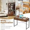 imageGiantex Computer Desk with 2 Drawers 44 Inch Home Office Desk with AntiToppling Device amp Metal Frame Compact Laptop PC Table Vanity Table Modern Study Writing Desk for Small Spaces Grey OakRustic Brown