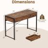 imageGiantex Computer Desk with 2 Drawers 44 Inch Home Office Desk with AntiToppling Device amp Metal Frame Compact Laptop PC Table Vanity Table Modern Study Writing Desk for Small Spaces Grey OakRustic Brown