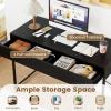imageGiantex Computer Desk with 2 Drawers 44 Inch Home Office Desk with AntiToppling Device amp Metal Frame Compact Laptop PC Table Vanity Table Modern Study Writing Desk for Small Spaces Grey OakBlack