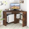 imageGiantex Corner Desk SpaceSaving Triangle Computer Desk with Storage Shelves amp CPU Stand Modern Makeup Vanity Table for Bedroom Writing Desk for Small Spaces WhiteRustic Brown