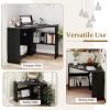 imageGiantex Corner Desk SpaceSaving Triangle Computer Desk with Storage Shelves amp CPU Stand Modern Makeup Vanity Table for Bedroom Writing Desk for Small Spaces WhiteBlack