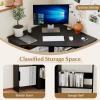 imageGiantex Corner Desk SpaceSaving Triangle Computer Desk with Storage Shelves amp CPU Stand Modern Makeup Vanity Table for Bedroom Writing Desk for Small Spaces WhiteBlack