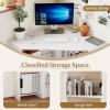 imageGiantex Corner Desk SpaceSaving Triangle Computer Desk with Storage Shelves amp CPU Stand Modern Makeup Vanity Table for Bedroom Writing Desk for Small Spaces WhiteWhite