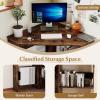 imageGiantex Corner Desk SpaceSaving Triangle Computer Desk with Storage Shelves amp CPU Stand Modern Makeup Vanity Table for Bedroom Writing Desk for Small Spaces WhiteRustic Brown