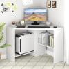 imageGiantex Corner Desk SpaceSaving Triangle Computer Desk with Storage Shelves amp CPU Stand Modern Makeup Vanity Table for Bedroom Writing Desk for Small Spaces WhiteWhite