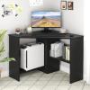 imageGiantex Corner Desk SpaceSaving Triangle Computer Desk with Storage Shelves amp CPU Stand Modern Makeup Vanity Table for Bedroom Writing Desk for Small Spaces WhiteBlack