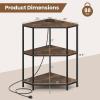 imageGiantex Corner Printer Stand 3Tier Corner Shelf with Charging Station and Metal Frame Small Industrial Bookshelf Printer Table for Living Room Kitchen Home Office 11