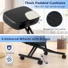 imageGiantex Ergonomic Kneeling Chair for Office Knee Stool Chair wAdjustable Height and Seat Angle to Relieve Pain Posture Desk Chair wLockable Universal Wheels Thick Padded Cushions Black 12