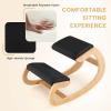 imageGiantex Ergonomic Kneeling Desk Chair Rocking Knee Chair with Cushion amp Solid Wood Frame Natural Relief for Neck or Back Pain Posture Chair for Desk Home Office Max Load 330 Lbs BlackBlack