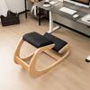 imageGiantex Ergonomic Kneeling Desk Chair Rocking Knee Chair with Cushion amp Solid Wood Frame Natural Relief for Neck or Back Pain Posture Chair for Desk Home Office Max Load 330 Lbs BlackBlack
