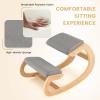 imageGiantex Ergonomic Kneeling Desk Chair Rocking Knee Chair with Cushion amp Solid Wood Frame Natural Relief for Neck or Back Pain Posture Chair for Desk Home Office Max Load 330 Lbs BlackGrey