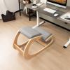 imageGiantex Ergonomic Kneeling Desk Chair Rocking Knee Chair with Cushion amp Solid Wood Frame Natural Relief for Neck or Back Pain Posture Chair for Desk Home Office Max Load 330 Lbs BlackGrey