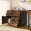 imageGiantex File Cabinet Rolling Lateral Filing Cabinet with Wheels 5 Drawers Load 220 Lbs Office Craft Storage Organization Mobile Storage Organizer Printer Stand for Home Office WhiteRustic Brown