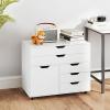 imageGiantex File Cabinet Rolling Lateral Filing Cabinet with Wheels 5 Drawers Load 220 Lbs Office Craft Storage Organization Mobile Storage Organizer Printer Stand for Home Office WhiteWhite