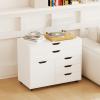 imageGiantex File Cabinet Rolling Lateral Filing Cabinet with Wheels 5 Drawers Load 220 Lbs Office Craft Storage Organization Mobile Storage Organizer Printer Stand for Home Office WhiteWhite