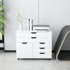 imageGiantex File Cabinet Rolling Lateral Filing Cabinet with Wheels 5 Drawers Load 220 Lbs Office Craft Storage Organization Mobile Storage Organizer Printer Stand for Home Office WhiteWhite