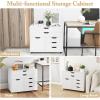 imageGiantex File Cabinet Rolling Lateral Filing Cabinet with Wheels 5 Drawers Load 220 Lbs Office Craft Storage Organization Mobile Storage Organizer Printer Stand for Home Office WhiteWhite