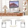 imageGiantex L Shaped Computer Desk 59 Inch Reversible Corner Desk with Power Outlet and USB Ports amp Monitor Stand Wooden Writing Desk Gaming Table for Home Office Room Small Space BlackWhite