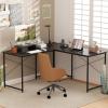 imageGiantex L Shaped Computer Desk 59 Inch Reversible Corner Desk with Power Outlet and USB Ports amp Monitor Stand Wooden Writing Desk Gaming Table for Home Office Room Small Space BlackBlack