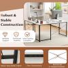 imageGiantex L Shaped Computer Desk 59 Inch Reversible Corner Desk with Power Outlet and USB Ports amp Monitor Stand Wooden Writing Desk Gaming Table for Home Office Room Small Space BlackWhite