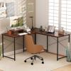 imageGiantex L Shaped Computer Desk 59 Inch Reversible Corner Desk with Power Outlet and USB Ports amp Monitor Stand Wooden Writing Desk Gaming Table for Home Office Room Small Space BlackRustic Brown