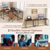 imageGiantex L Shaped Computer Desk 59 Inch Reversible Corner Desk with Power Outlet and USB Ports amp Monitor Stand Wooden Writing Desk Gaming Table for Home Office Room Small Space BlackRustic Brown