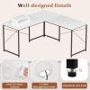 imageGiantex L Shaped Computer Desk 59 Inch Reversible Corner Desk with Power Outlet and USB Ports amp Monitor Stand Wooden Writing Desk Gaming Table for Home Office Room Small Space BlackWhite