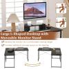 imageGiantex L Shaped Computer Desk 59 Inch Reversible Corner Desk with Power Outlet and USB Ports amp Monitor Stand Wooden Writing Desk Gaming Table for Home Office Room Small Space BlackBlack