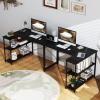 imageGiantex L Shaped Desk with Charging Station 47 Inch Reversible Computer Desk with Adjustable Storage Shelves amp Metal Frame Modern Corner Desk for Home Office Studying Writing Gaming WhiteBlack