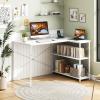 imageGiantex L Shaped Desk with Charging Station 47 Inch Reversible Computer Desk with Adjustable Storage Shelves amp Metal Frame Modern Corner Desk for Home Office Studying Writing Gaming WhiteWhite
