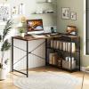 imageGiantex L Shaped Desk with Charging Station 47 Inch Reversible Computer Desk with Adjustable Storage Shelves amp Metal Frame Modern Corner Desk for Home Office Studying Writing Gaming WhiteRustic Brown