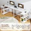imageGiantex L Shaped Desk with Charging Station 47 Inch Reversible Computer Desk with Adjustable Storage Shelves amp Metal Frame Modern Corner Desk for Home Office Studying Writing Gaming WhiteWhite