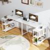 imageGiantex L Shaped Desk with Charging Station 47 Inch Reversible Computer Desk with Adjustable Storage Shelves amp Metal Frame Modern Corner Desk for Home Office Studying Writing Gaming WhiteWhite