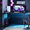 imageGiantex L Shaped Desk with Charging Station 47 Inch Reversible Computer Desk with Adjustable Storage Shelves amp Metal Frame Modern Corner Desk for Home Office Studying Writing Gaming WhiteBlack