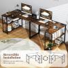 imageGiantex L Shaped Desk with Charging Station 47 Inch Reversible Computer Desk with Adjustable Storage Shelves amp Metal Frame Modern Corner Desk for Home Office Studying Writing Gaming WhiteRustic Brown