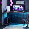 imageGiantex L Shaped Desk with Charging Station 47 Inch Reversible Computer Desk with Adjustable Storage Shelves amp Metal Frame Modern Corner Desk for Home Office Studying Writing Gaming WhiteGrey Oak