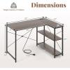 imageGiantex L Shaped Desk with Charging Station 47 Inch Reversible Computer Desk with Adjustable Storage Shelves amp Metal Frame Modern Corner Desk for Home Office Studying Writing Gaming WhiteGrey Oak