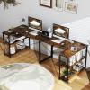 imageGiantex L Shaped Desk with Charging Station 47 Inch Reversible Computer Desk with Adjustable Storage Shelves amp Metal Frame Modern Corner Desk for Home Office Studying Writing Gaming WhiteRustic Brown