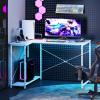 imageGiantex L Shaped Desk with Charging Station 47 Inch Reversible Computer Desk with Adjustable Storage Shelves amp Metal Frame Modern Corner Desk for Home Office Studying Writing Gaming WhiteWhite