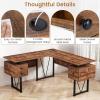 imageGiantex L Shaped Desk with Drawers 59 Large Computer Desk with Power Outlet Rustic Executive Wood Corner Desk Workstation Long Home Office Desk for Bedroom Work Study Writing Rustic Brown